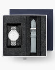 Infinity - BUNDLE White Dial Silver | Silver 5-Link / Grey Leather Straps