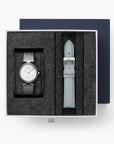 Unika - BUNDLE Polished Metal Dial Silver | Mesh	/ Grey Leather Straps