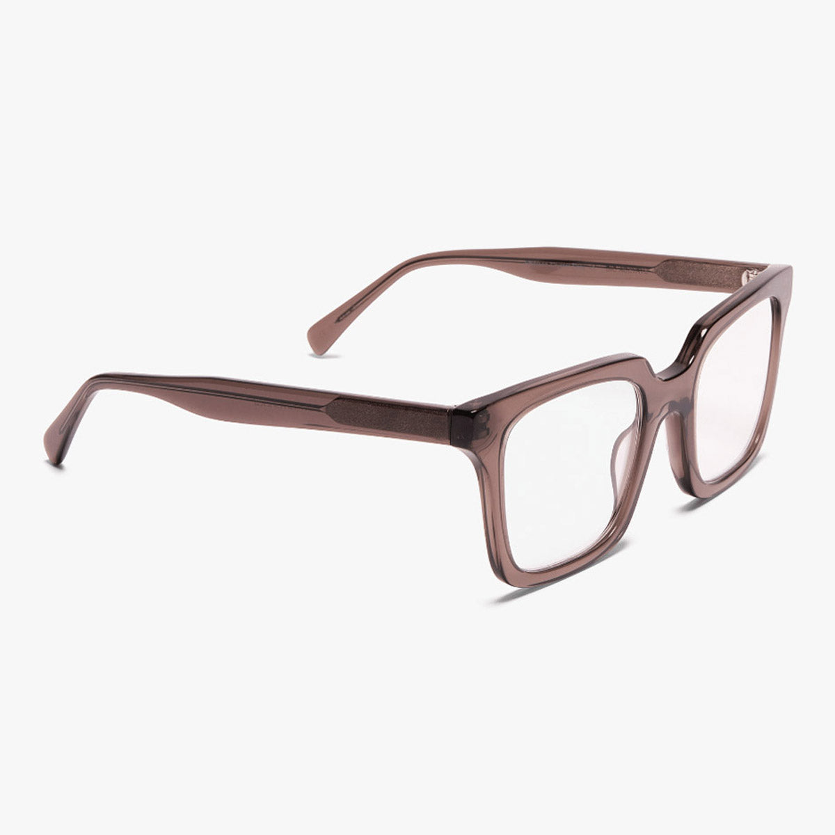 Luxreaders stylish Tisvilde Crystal Grey Reading glasses. Made from Bio-acetate in a Square shape.