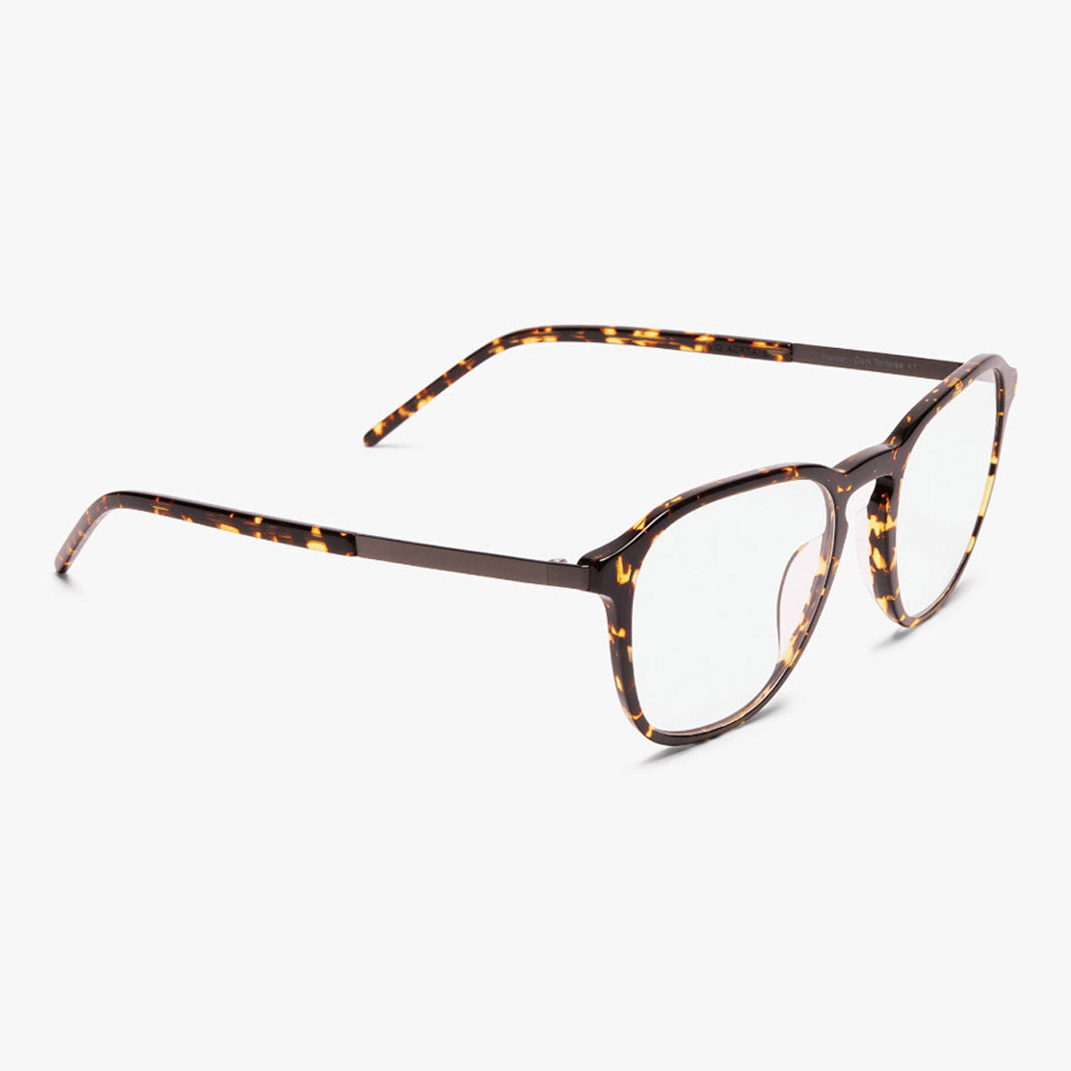 Luxreaders stylish Rønne Dark Turtle Reading glasses. Made from Titanium in a Square shape.