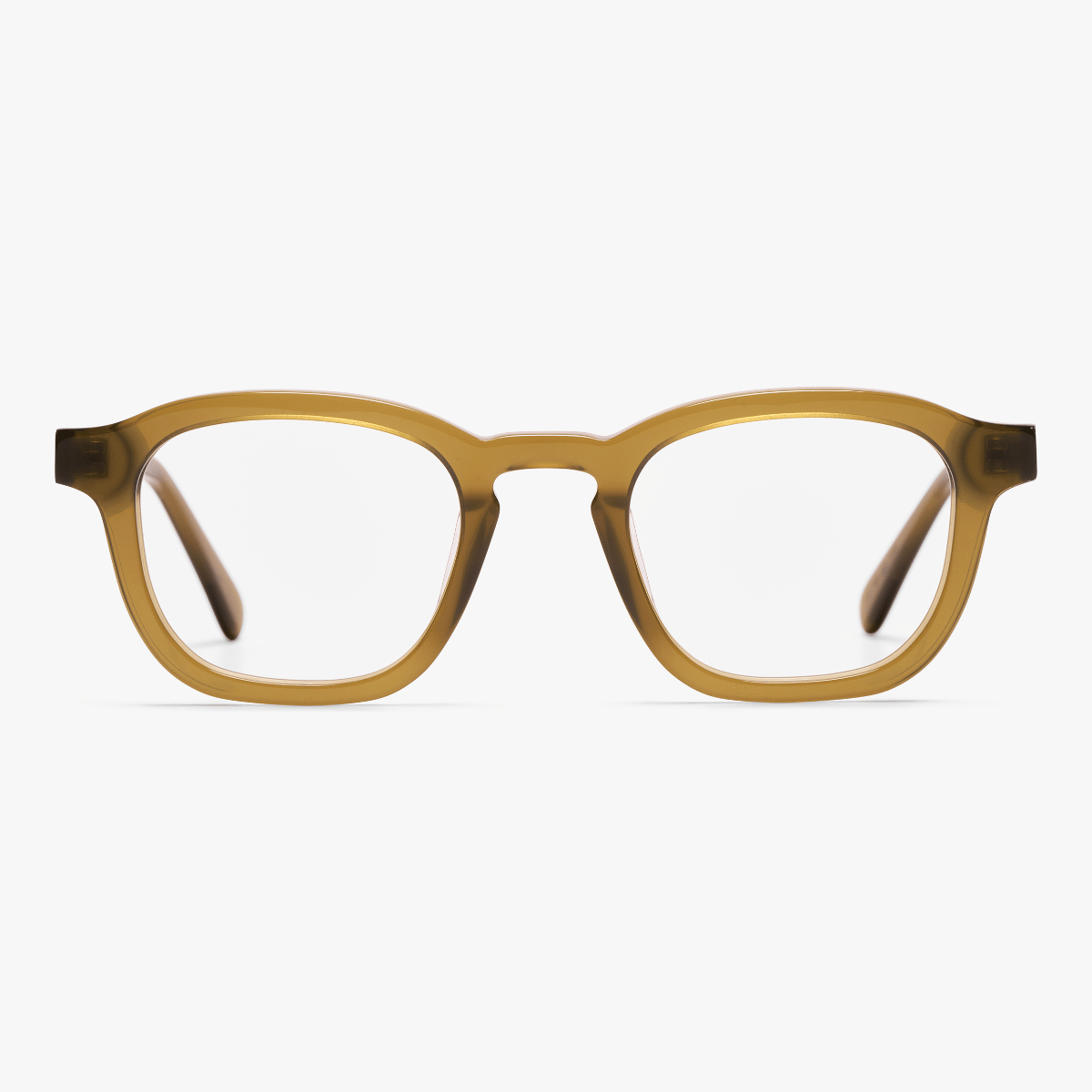Luxreaders stylish Women's Reykjavik Shiny Olive Reading glasses. Made from Bio-acetate in a Square shape.