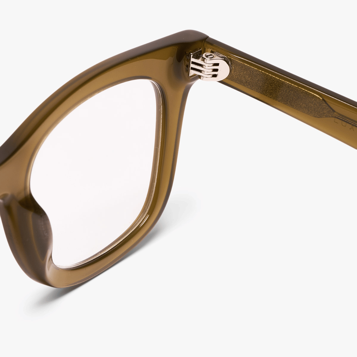 Luxreaders stylish Men's Samsø Shiny Olive Reading glasses. Made from Bio-acetate in a Square shape.