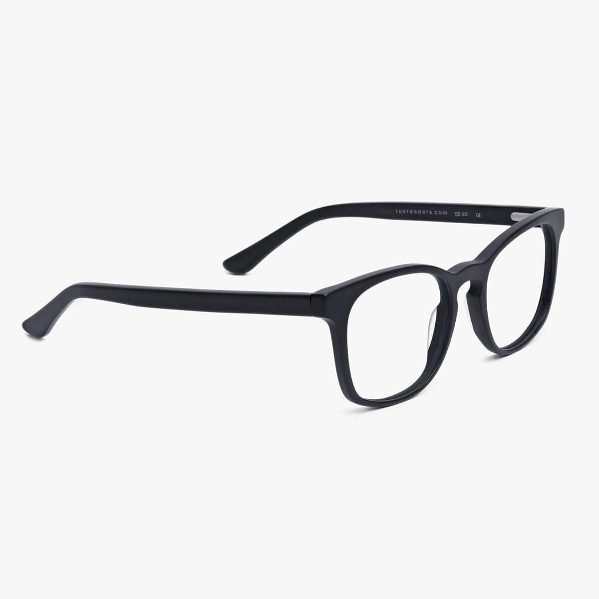 Luxreaders stylish Men's Bornholm Black Blue light glasses. Made from Acetate in a Square shape.