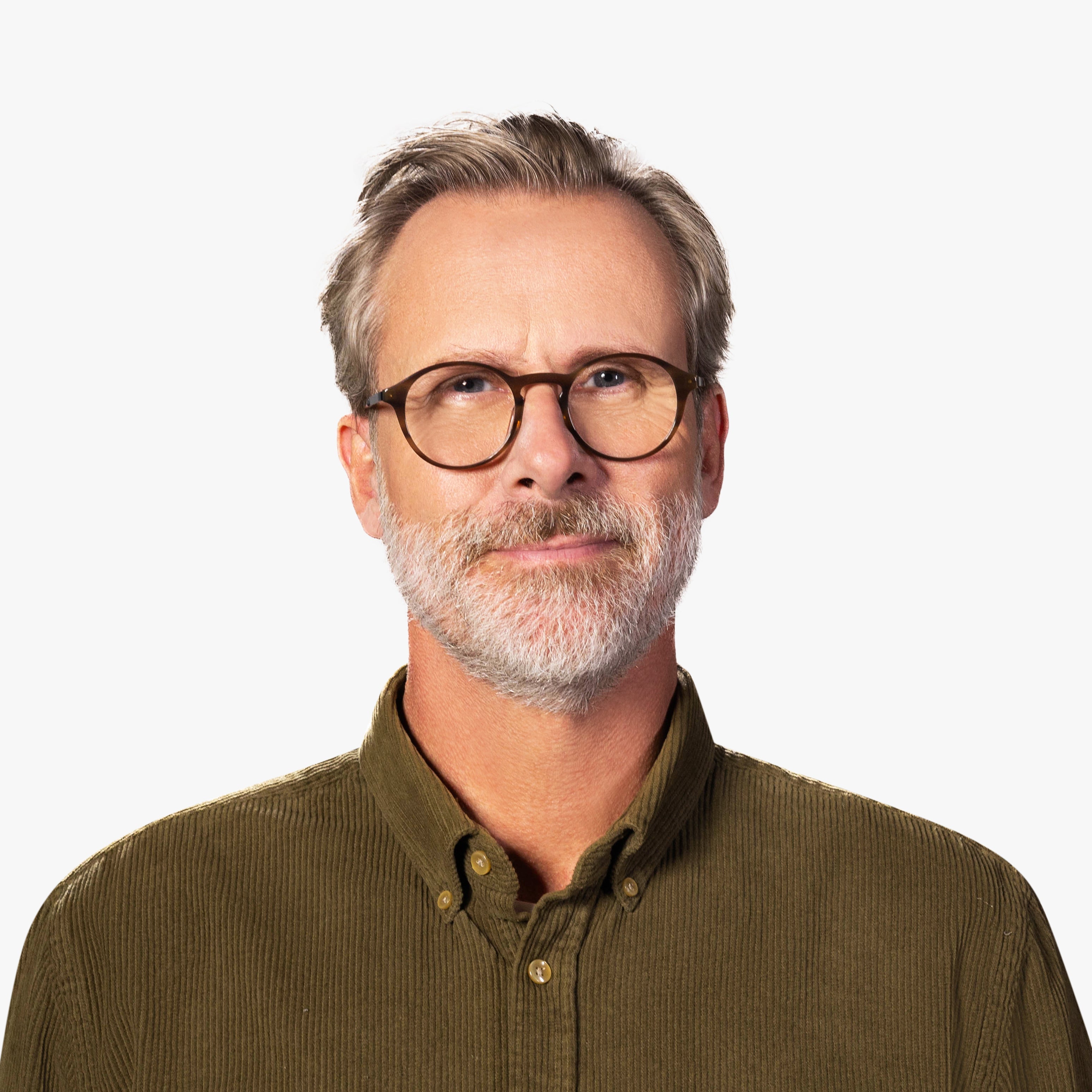 Luxreaders stylish Men's Ærø Pale Brown Reading glasses. Made from Titanium in a Round shape.