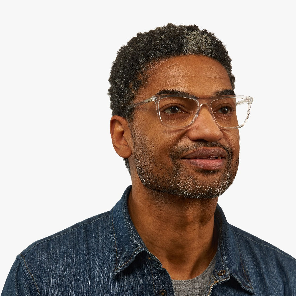 Luxreaders stylish Men's Oslo Crystal White Reading glasses. Made from Acetate in a Square shape.