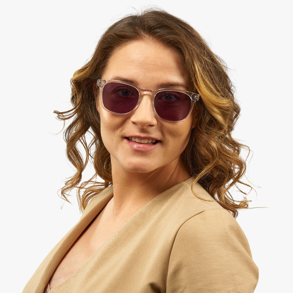Luxreaders stylish Women's Bornholm Crystal White Sunglasses. Made from Acetate in a Square shape.