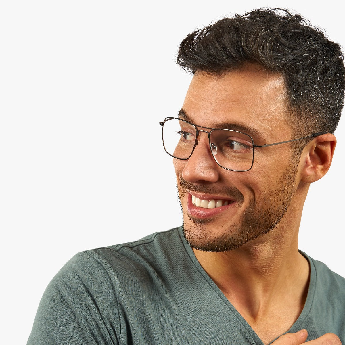 Luxreaders stylish Men's Lidköping Gun Blue light glasses. Made from Stainless steel in a Square shape.