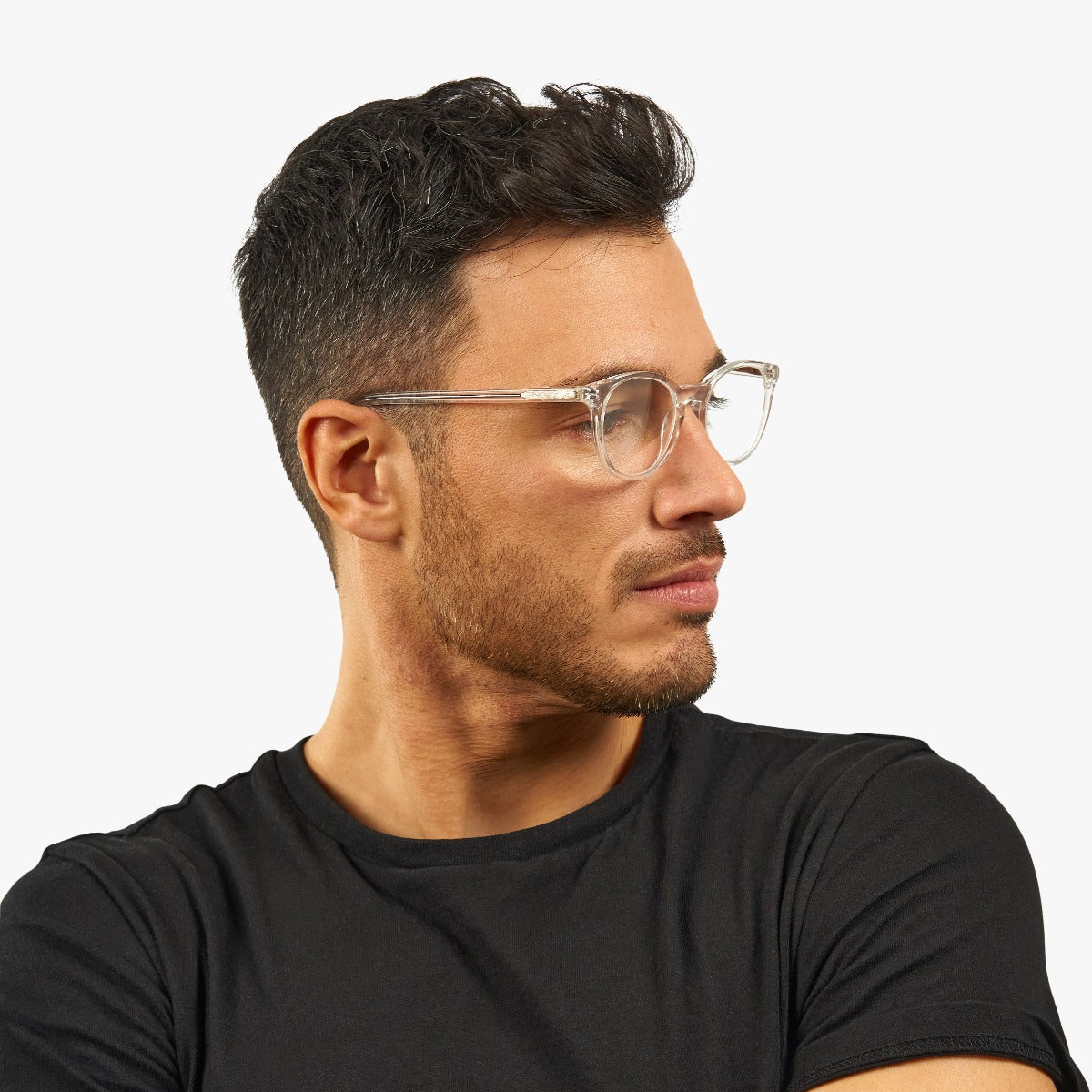 Luxreaders stylish Men's Örebro Crystal White Reading glasses. Made from Acetate in a Iconic shape.