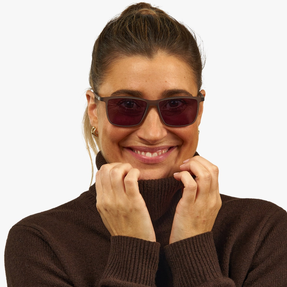 Luxreaders stylish Women's København Grey Sunglasses. Made from Rubber in a Square shape.
