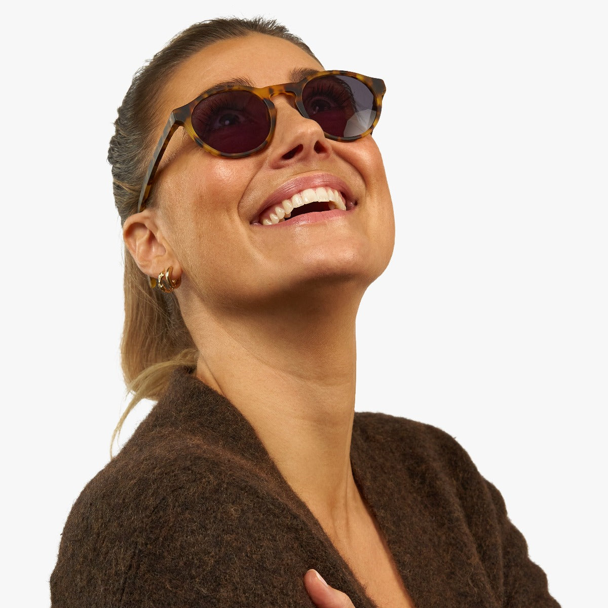 Luxreaders stylish Women's Trondheim Light Turtle Sunglasses. Made from Acetate in a Round shape.