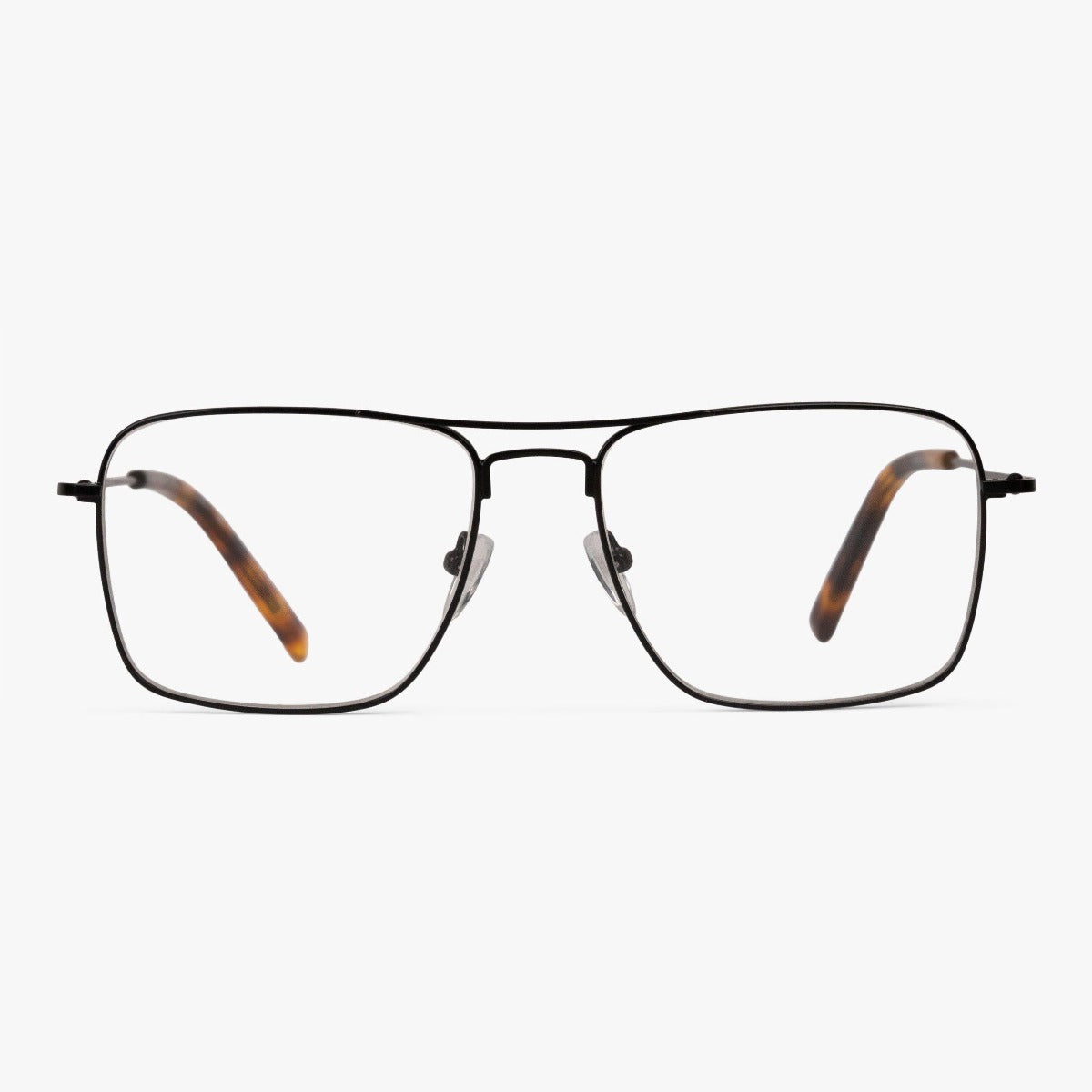 Luxreaders stylish Men's Lidköping Black Reading glasses. Made from Stainless steel in a Square shape.