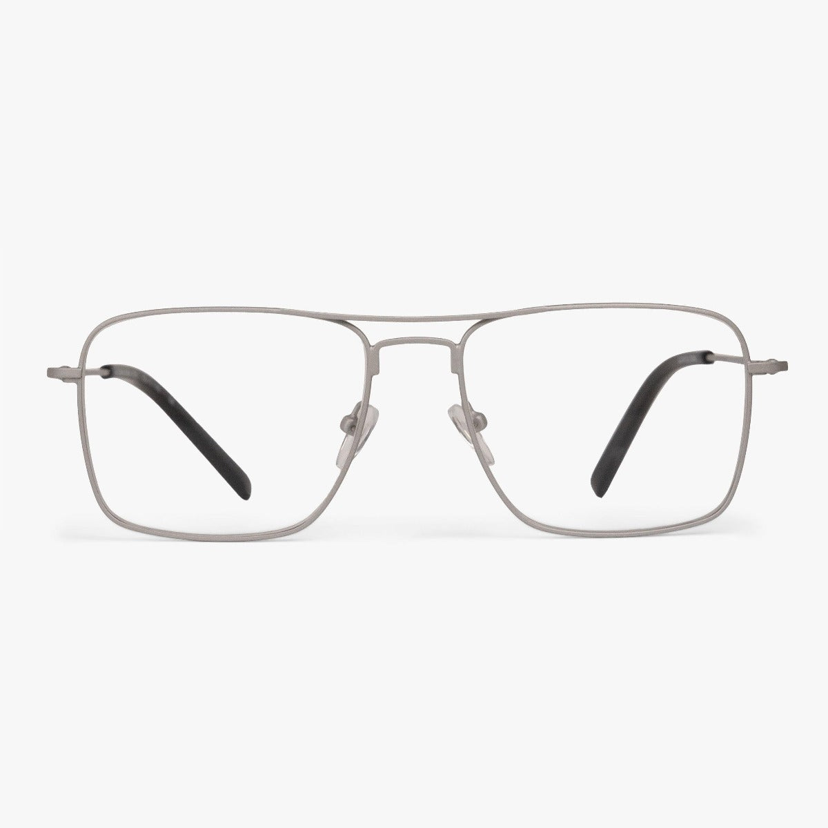 Luxreaders stylish Lidköping Steel Blue light glasses. Made from Stainless steel in a Square shape.
