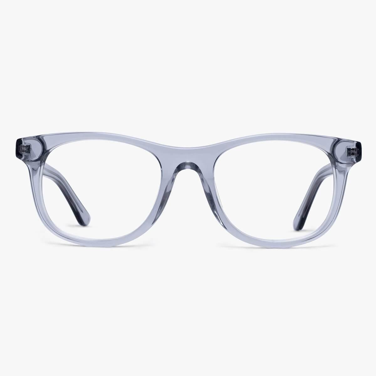 Luxreaders stylish Women's Malmö Crystal Grey Blue light glasses. Made from Acetate in a Square shape.
