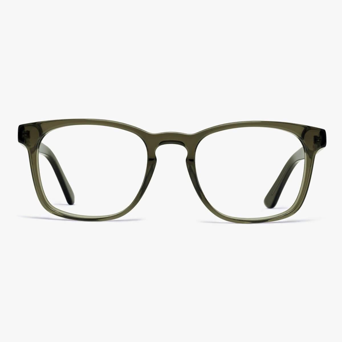 Luxreaders stylish Bornholm Shiny Olive Reading glasses. Made from Acetate in a Square shape.