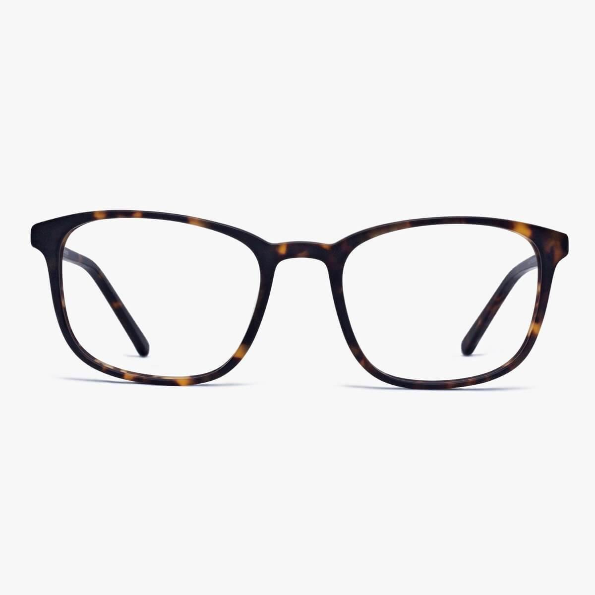 Luxreaders stylish Ebeltoft Dark Turtle Reading glasses. Made from Acetate in a Square shape.