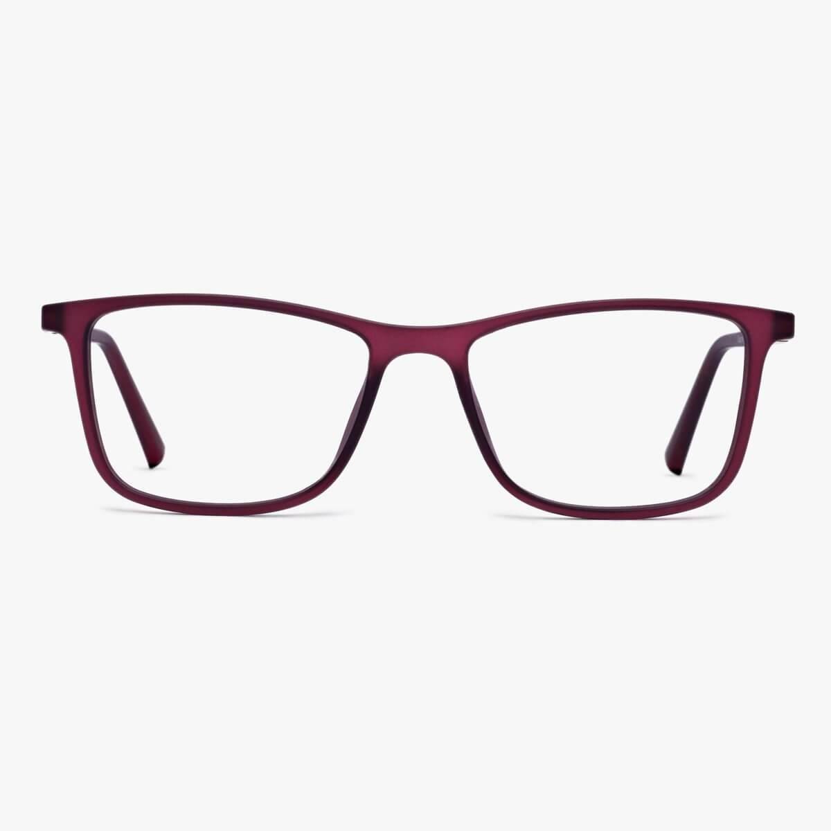 Luxreaders stylish Women's Skagen Red Reading glasses. Made from Rubber in a Rectangle shape.