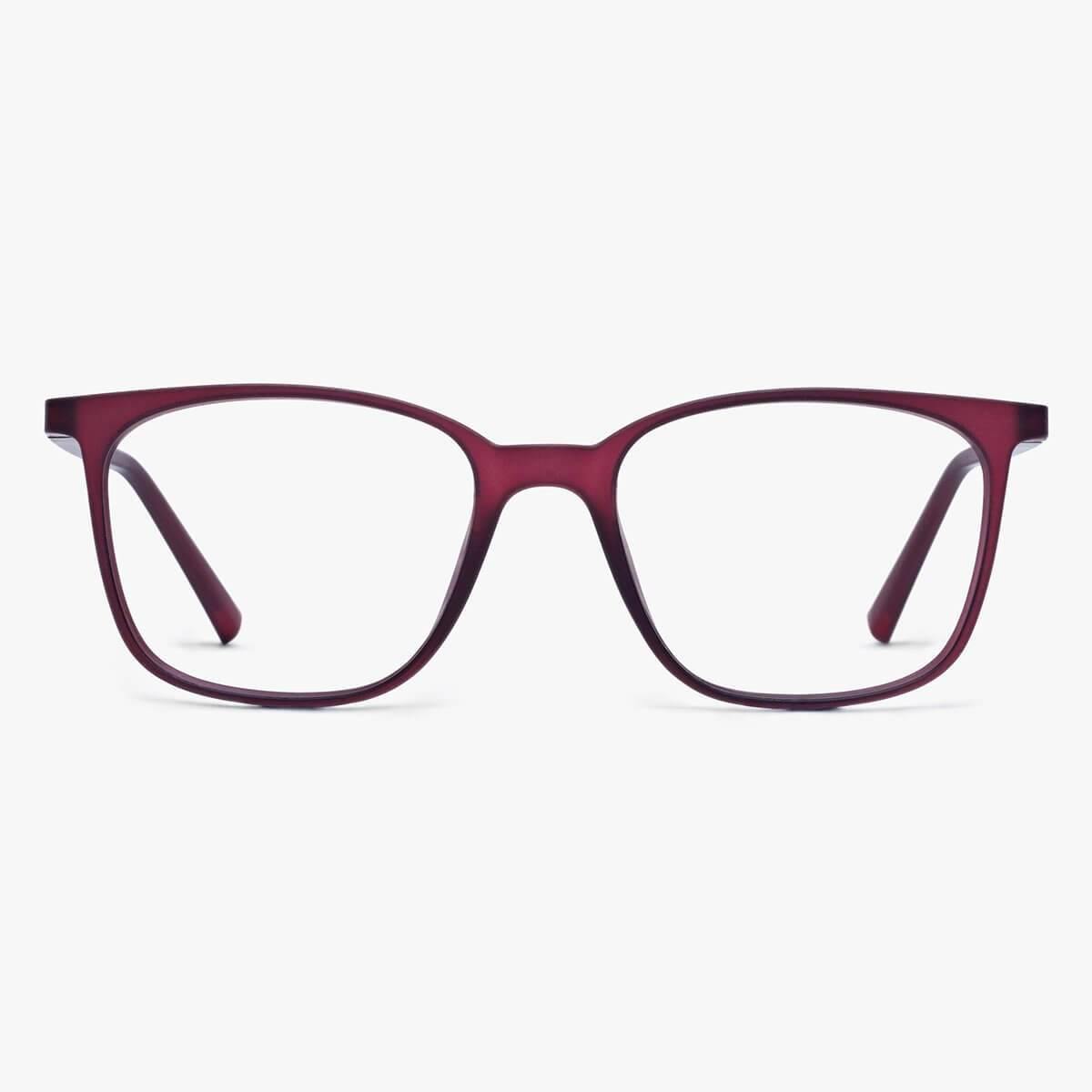 Luxreaders stylish Men's Fyn Red Reading glasses. Made from Rubber in a Square shape.