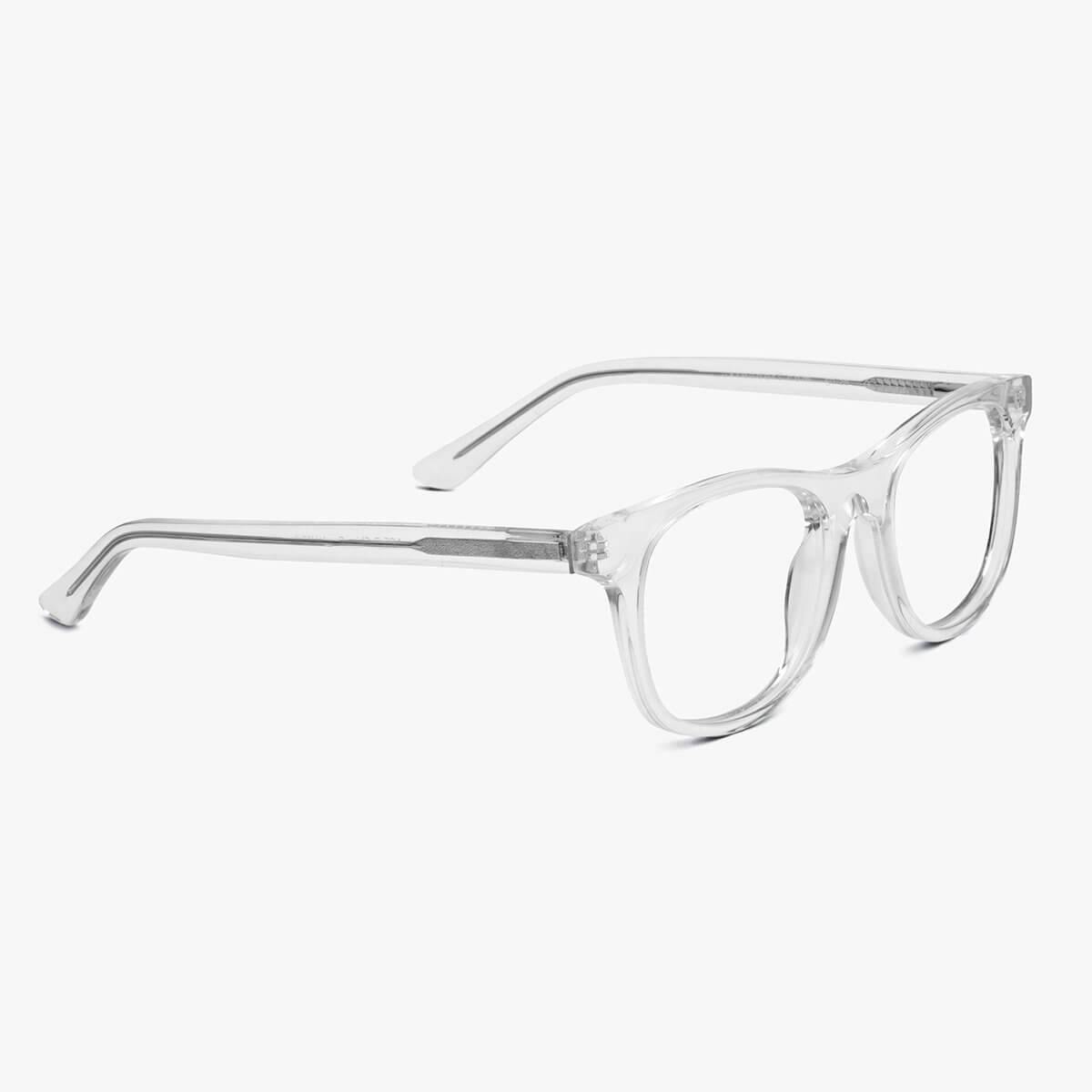 Luxreaders stylish Malmö Crystal White Reading glasses. Made from Acetate in a Square shape.