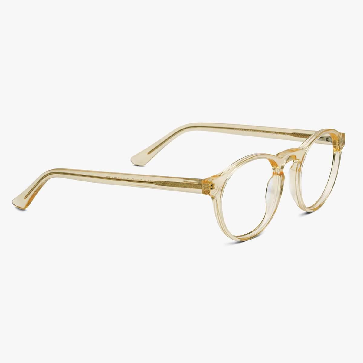 Luxreaders stylish Trondheim Crystal Lemon Reading glasses. Made from Acetate in a Round shape.