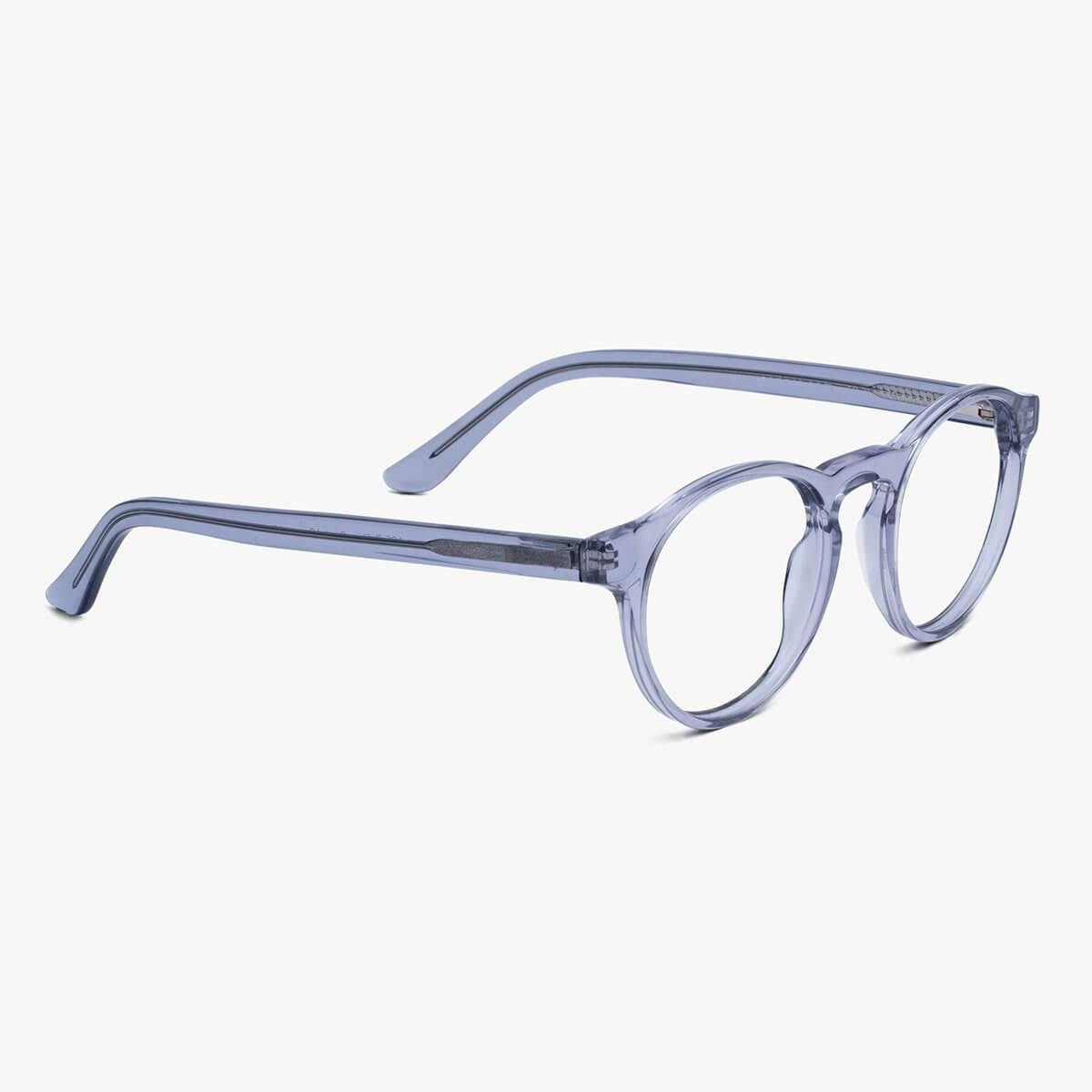 Luxreaders stylish Women's Trondheim Crystal Grey Reading glasses. Made from Acetate in a Round shape.