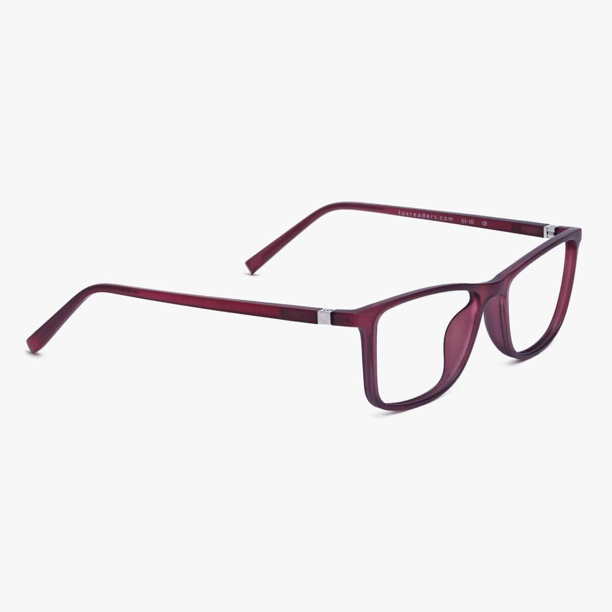Luxreaders stylish Women's Skagen Red Reading glasses. Made from Rubber in a Rectangle shape.