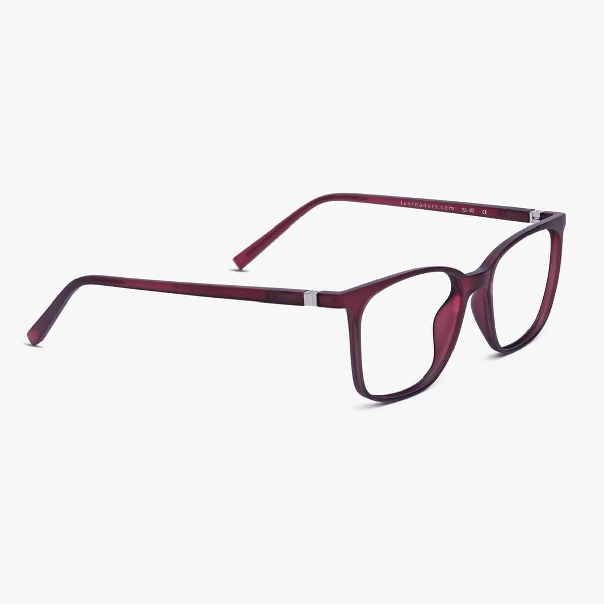 Luxreaders stylish Men's Fyn Red Reading glasses. Made from Rubber in a Square shape.