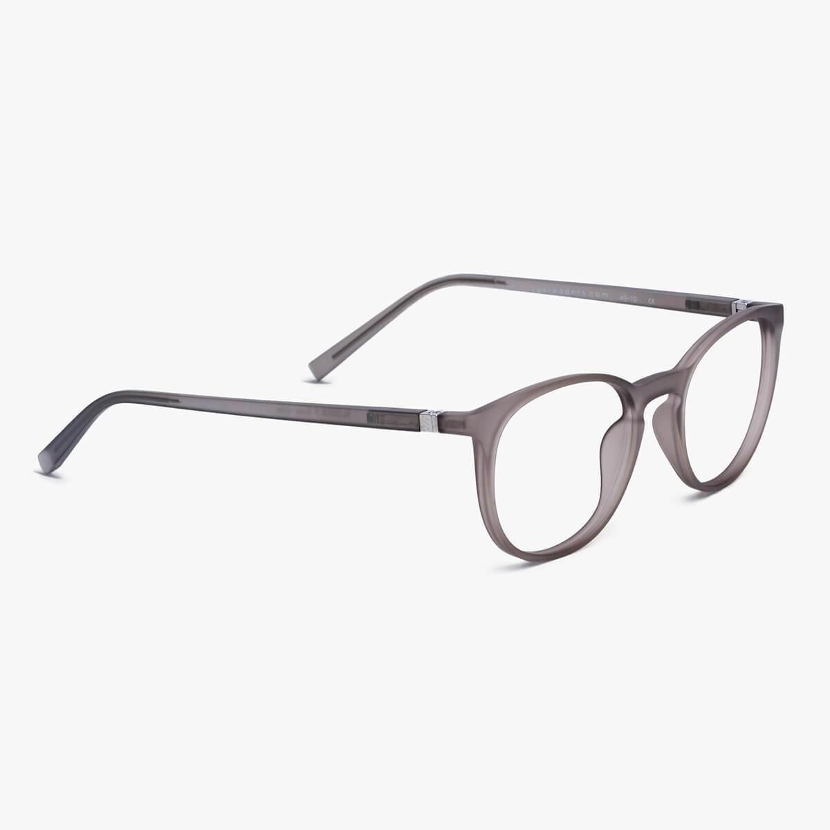 Luxreaders stylish Stockholm Grey Blue light glasses. Made from Rubber in a Iconic shape.