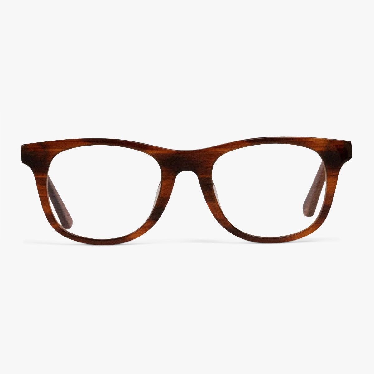 Luxreaders stylish Men's Malmö Shiny Walnut Blue light glasses. Made from Acetate in a Square shape.
