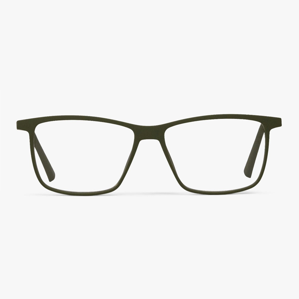 Luxreaders stylish København Dark Army Blue light glasses. Made from Rubber in a Square shape.