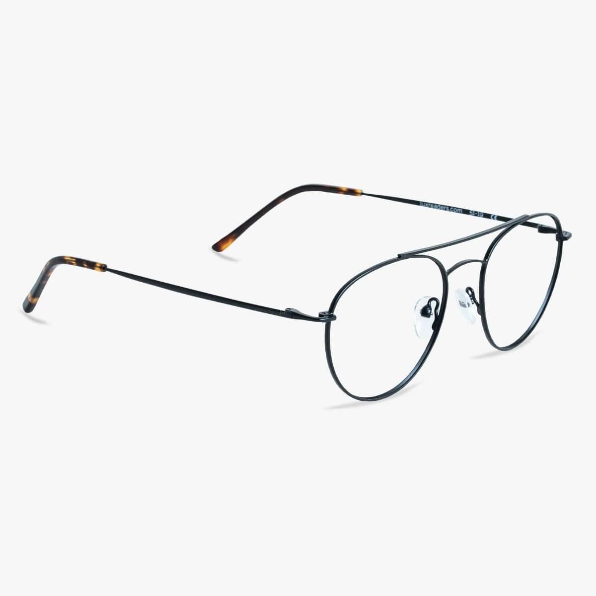 Luxreaders stylish Men's Göteborg Black Blue light glasses. Made from Stainless steel in a Round shape.