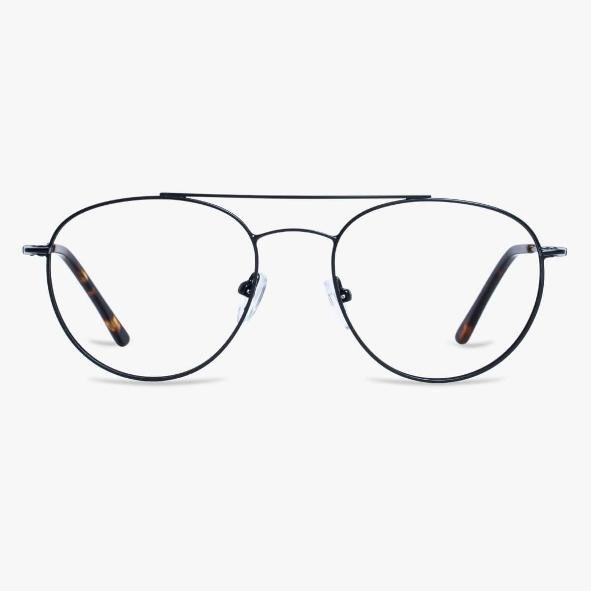 Luxreaders stylish Men's Göteborg Black Blue light glasses. Made from Stainless steel in a Round shape.