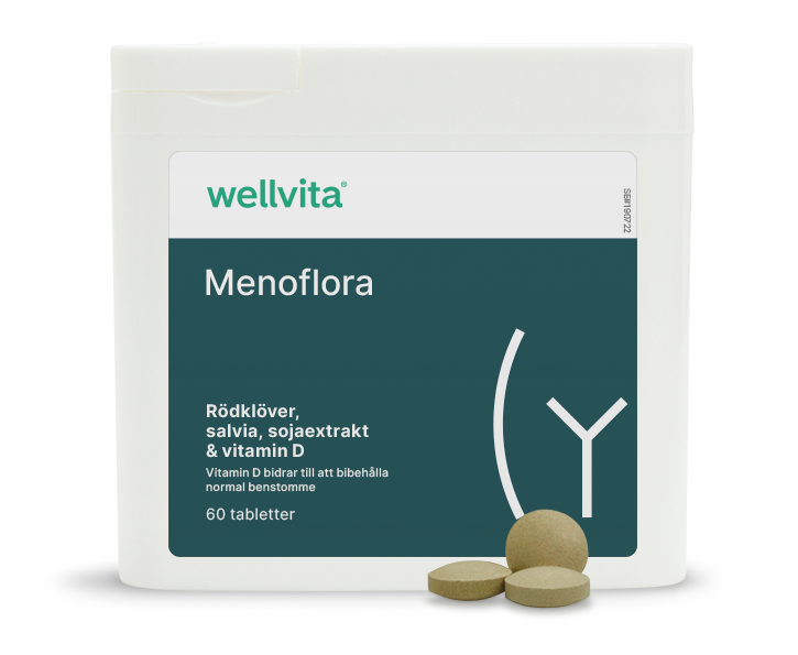 Menoflora kosttillskott med rödklöver, salvia och vitamin B6, 60 tabletter.