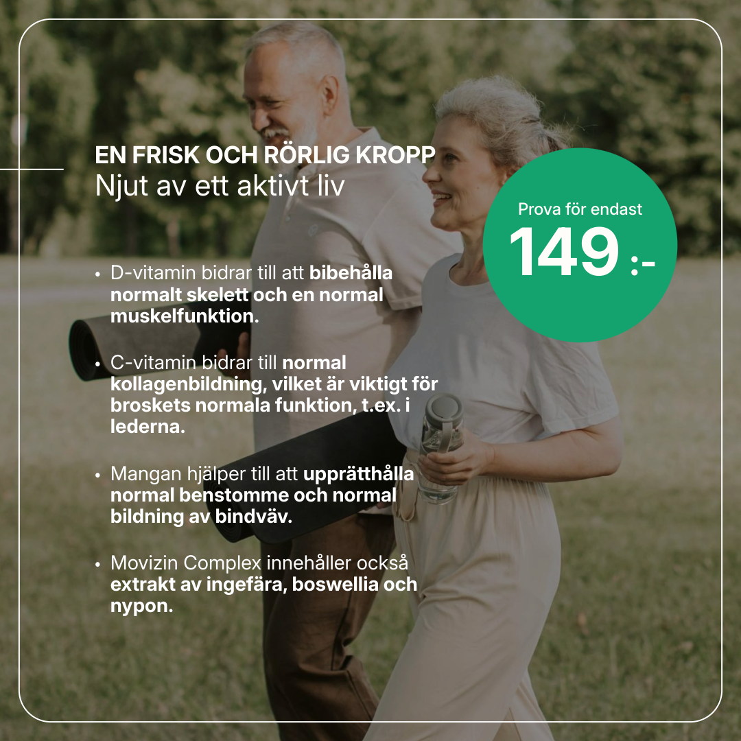 Movizin Complex kosttillskott, 180 tabletter för leder och muskler, med D-vitamin, C-vitamin, ingefära, boswellia och nypon.