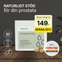 Förpackning av Prostabona Plus kosttillskott med linfröextrakt, fänkål, zink, E-vitamin och selen.