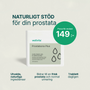 Förpackning av Prostabona Plus kosttillskott med linfröextrakt, fänkål, zink, E-vitamin och selen.
