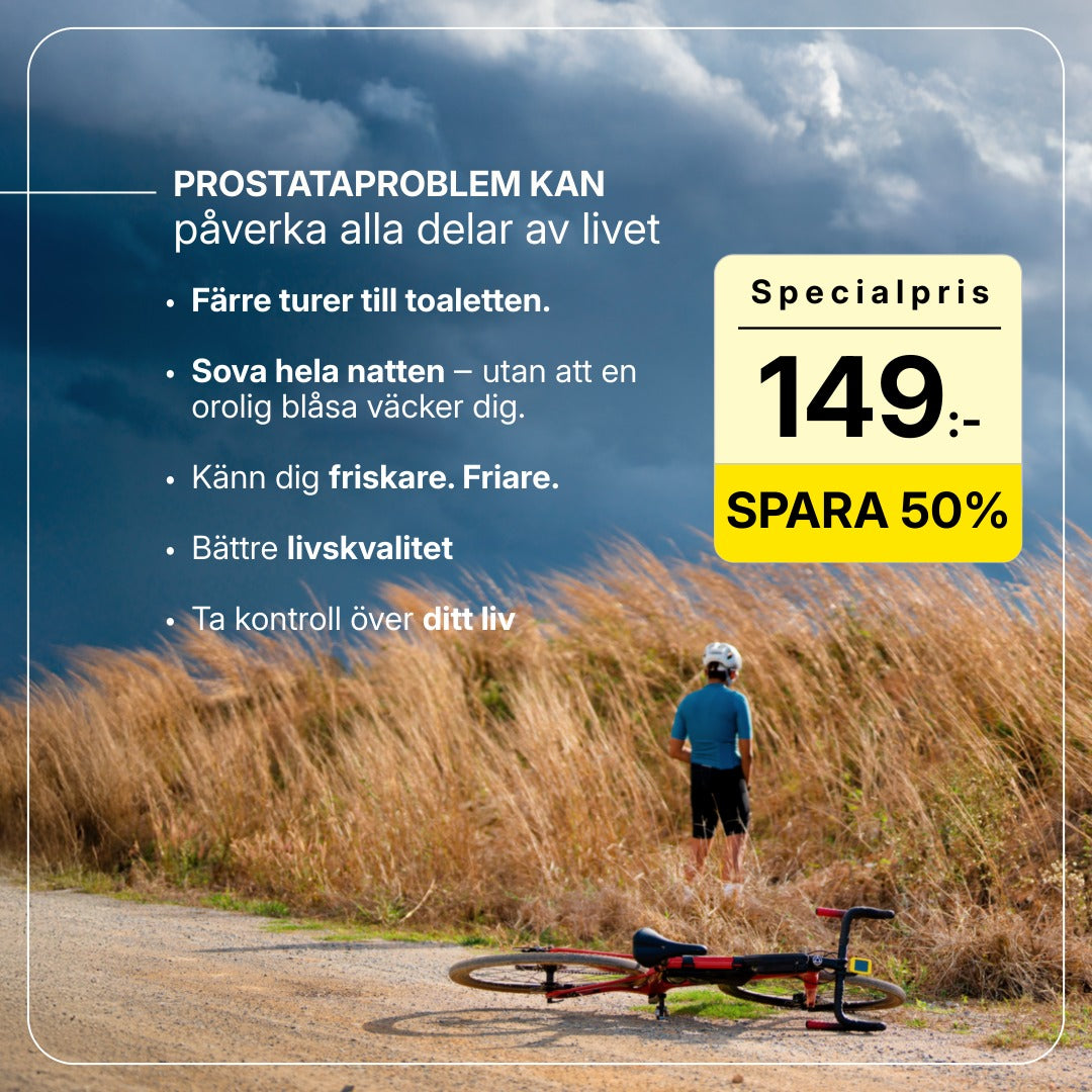 Förpackning av Prostabona Plus kosttillskott med linfröextrakt, fänkål, zink, E-vitamin och selen.