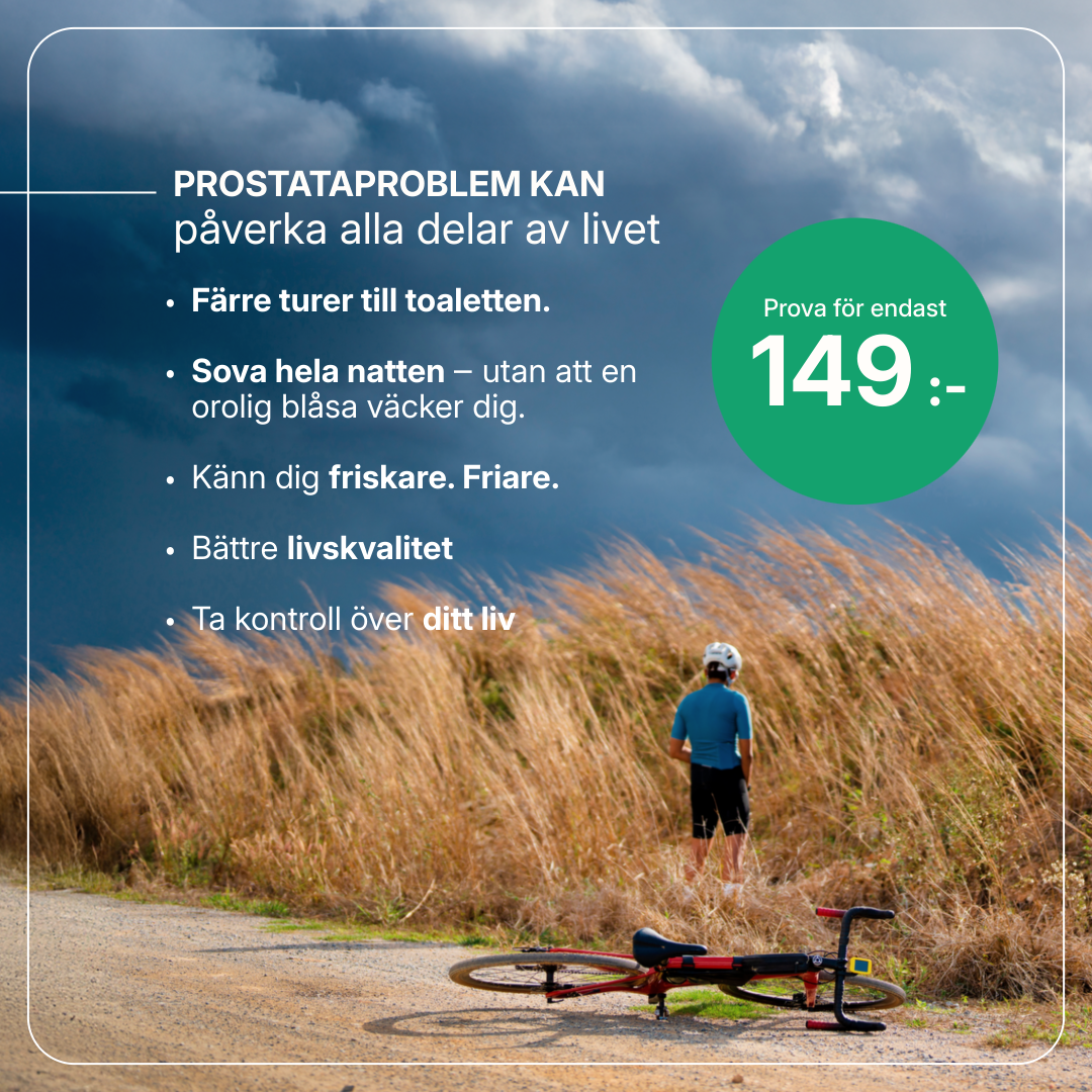 Förpackning av Prostabona Plus kosttillskott med linfröextrakt, fänkål, zink, E-vitamin och selen.