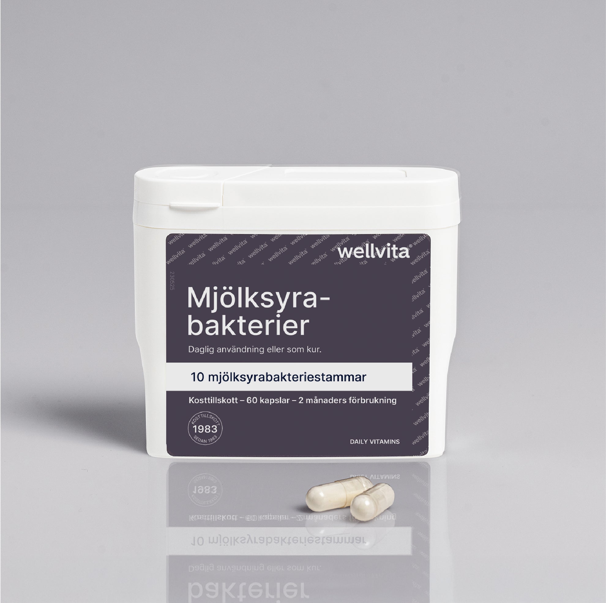 Wellvita mjölksyrabakterier kosttillskott med 10 bakteriestammar i kapslar för tarmhälsa