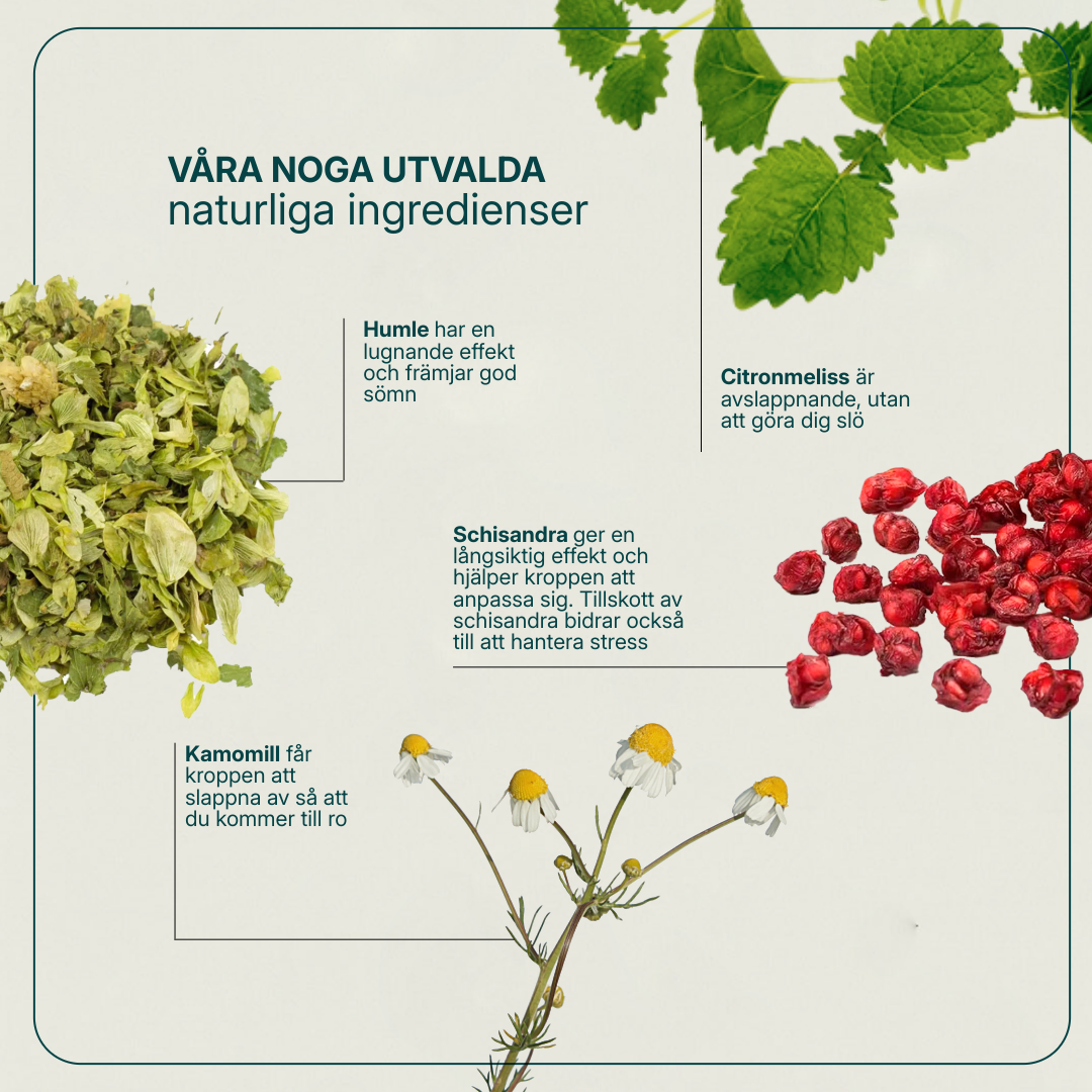 Sedaforte kosttillskott, 60 tabletter, med citronmeliss, humle, kamomill och schisandra för avslappning och sömn.