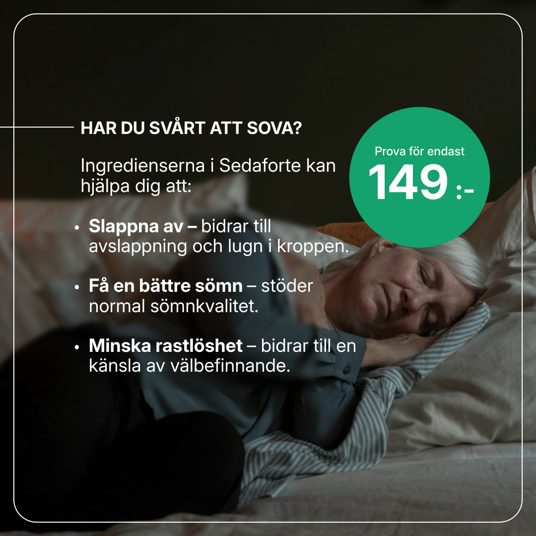 Sedaforte kosttillskott, 60 tabletter, med citronmeliss, humle, kamomill och schisandra för avslappning och sömn.