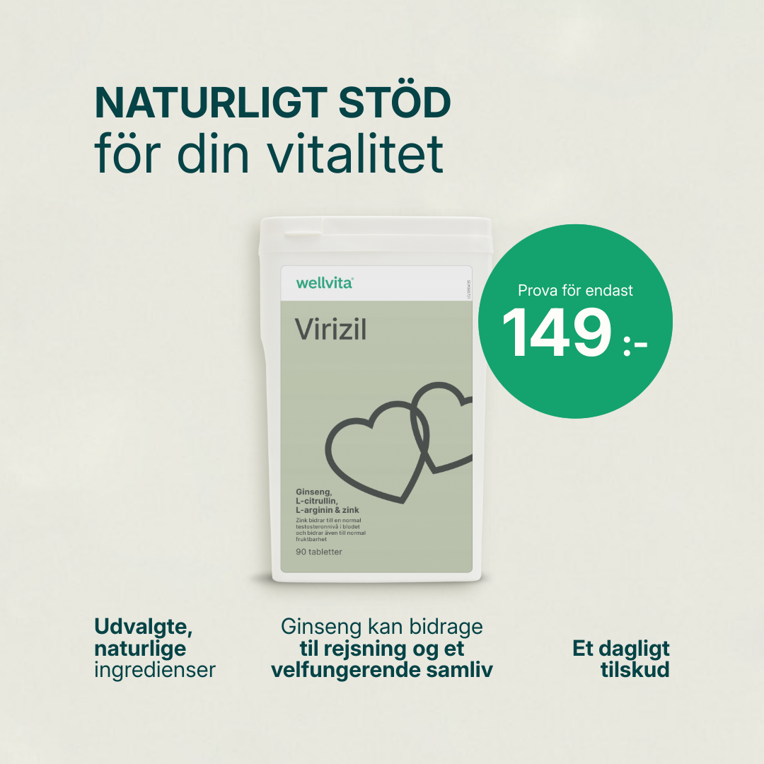 Virizil kosttillskott för män, 90 tabletter med ginseng, L-citrullin, L-arginin och zink, främjar energi och vitalitet.