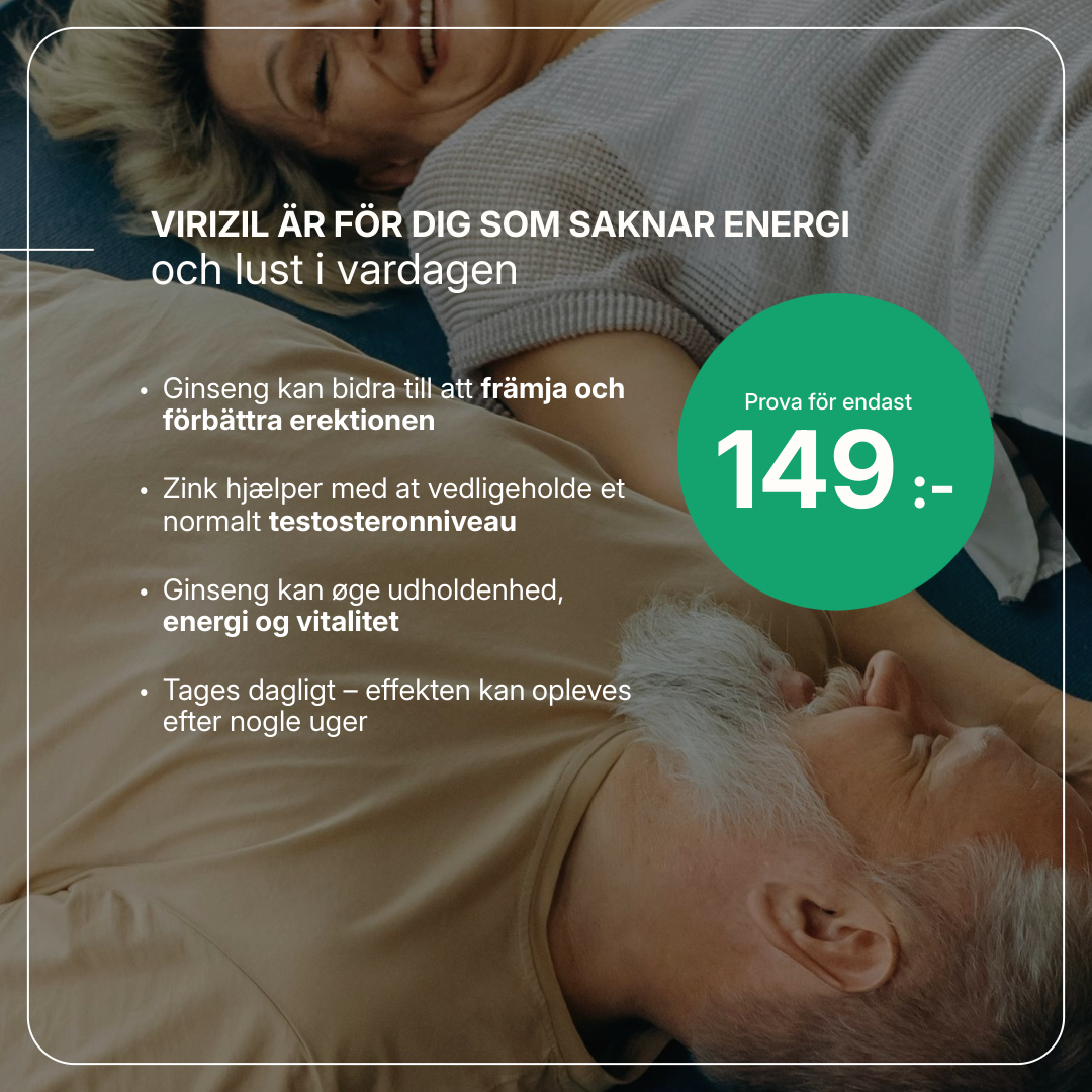 Virizil kosttillskott för män, 90 tabletter med ginseng, L-citrullin, L-arginin och zink, främjar energi och vitalitet.