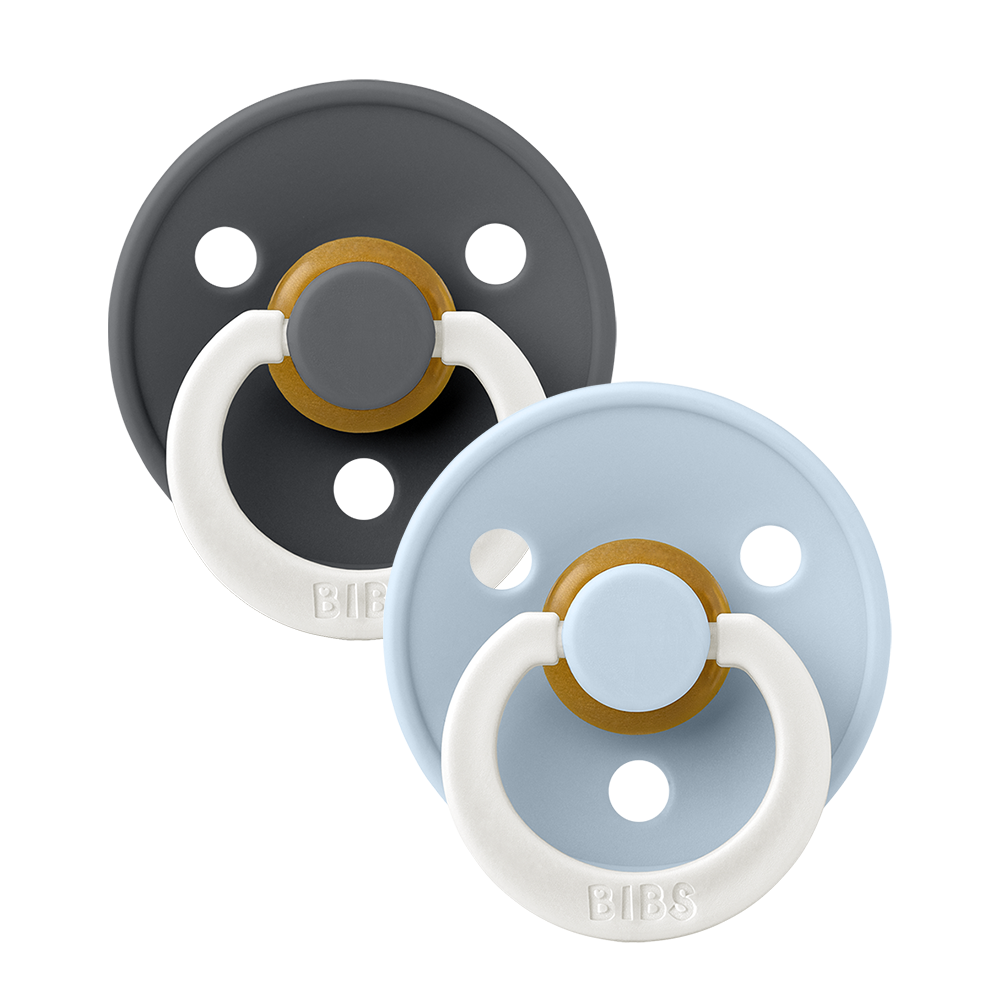Colour GLOW Pacifiers 2 Pack - Iron/Baby Blue