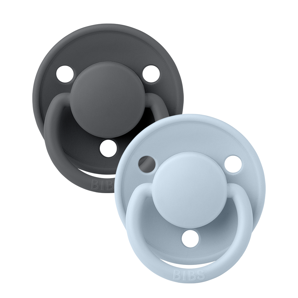 De Lux Pacifiers 2 Pack - Iron/Baby Blue
