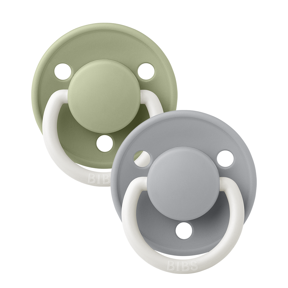 De Lux GLOW Pacifiers 2 Pack - Sage/Cloud