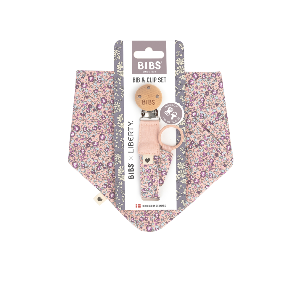 BIBS x LIBERTY Bib & Clip Set Eloise - Blush
