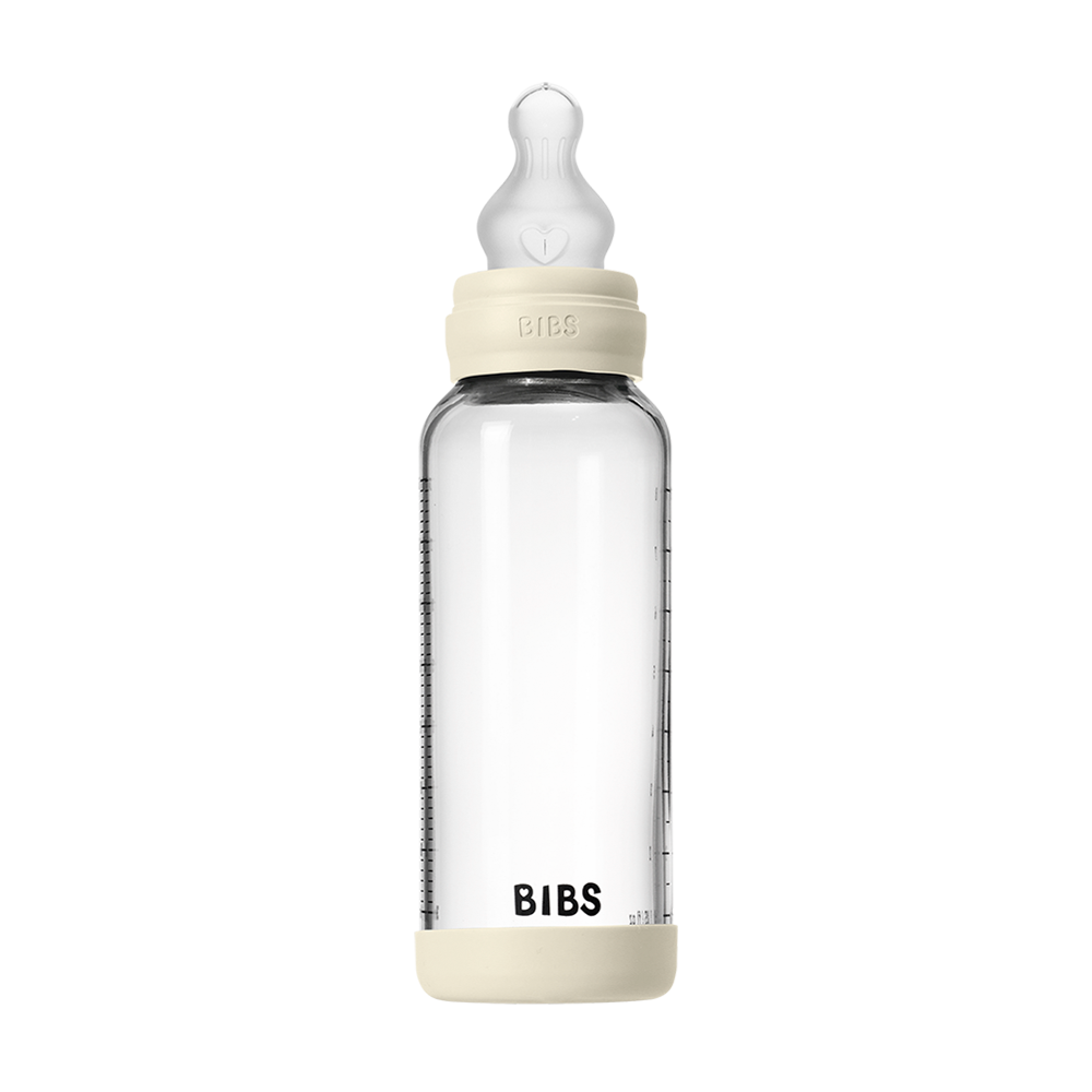 Baby Glass Bottle Set 8oz Silicone - Ivory