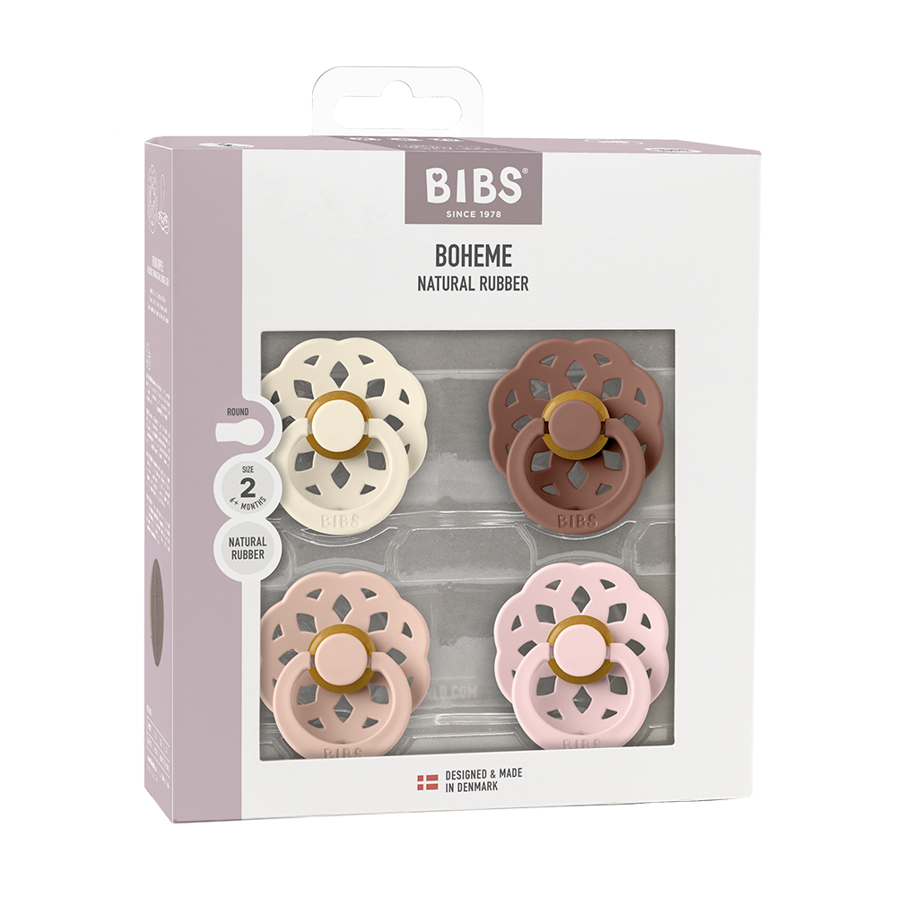 Boheme Pacifiers 4 Pack - Ivory/Blush/Woodchuck/Blossom