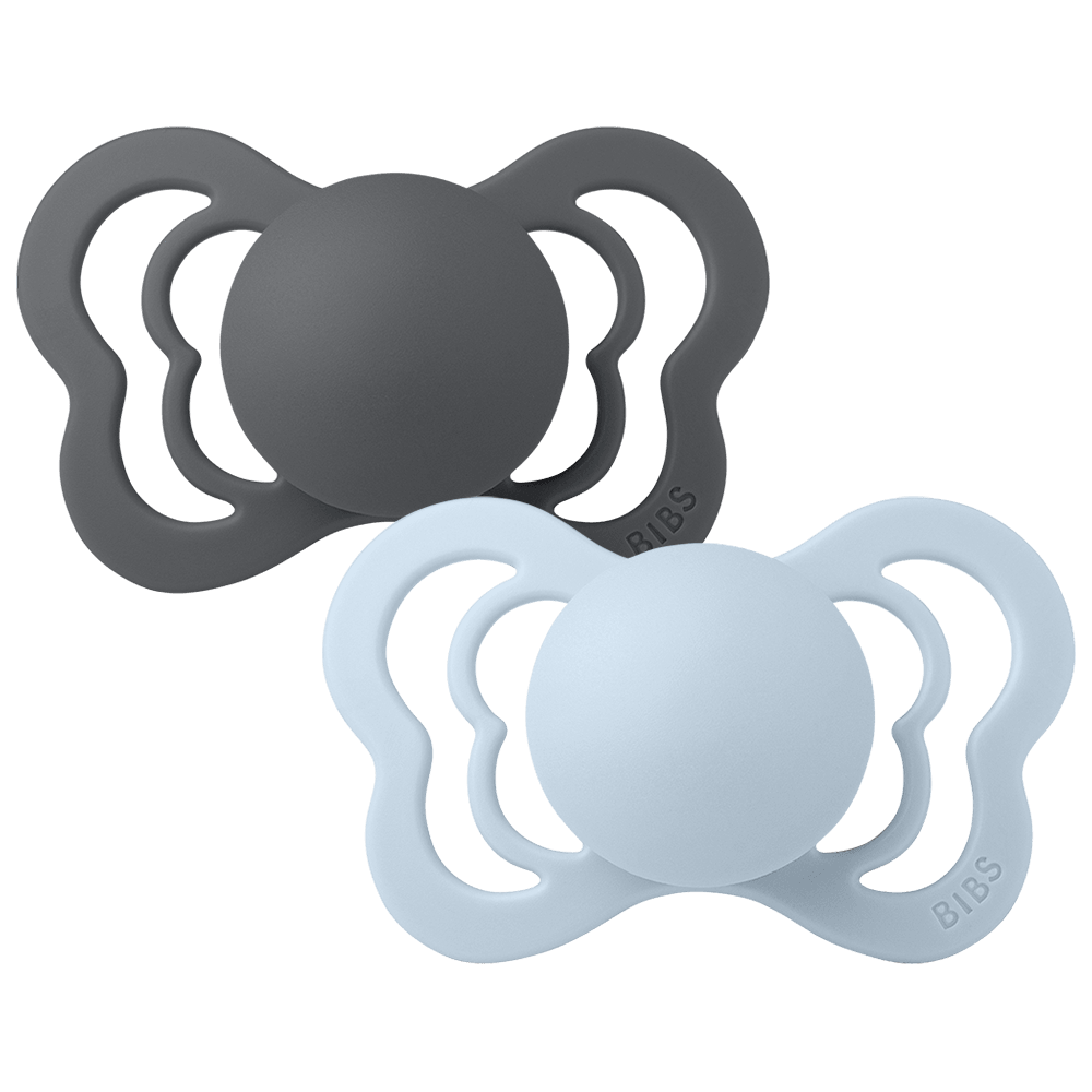 Couture Pacifiers 2 Pack - Iron/Baby Blue