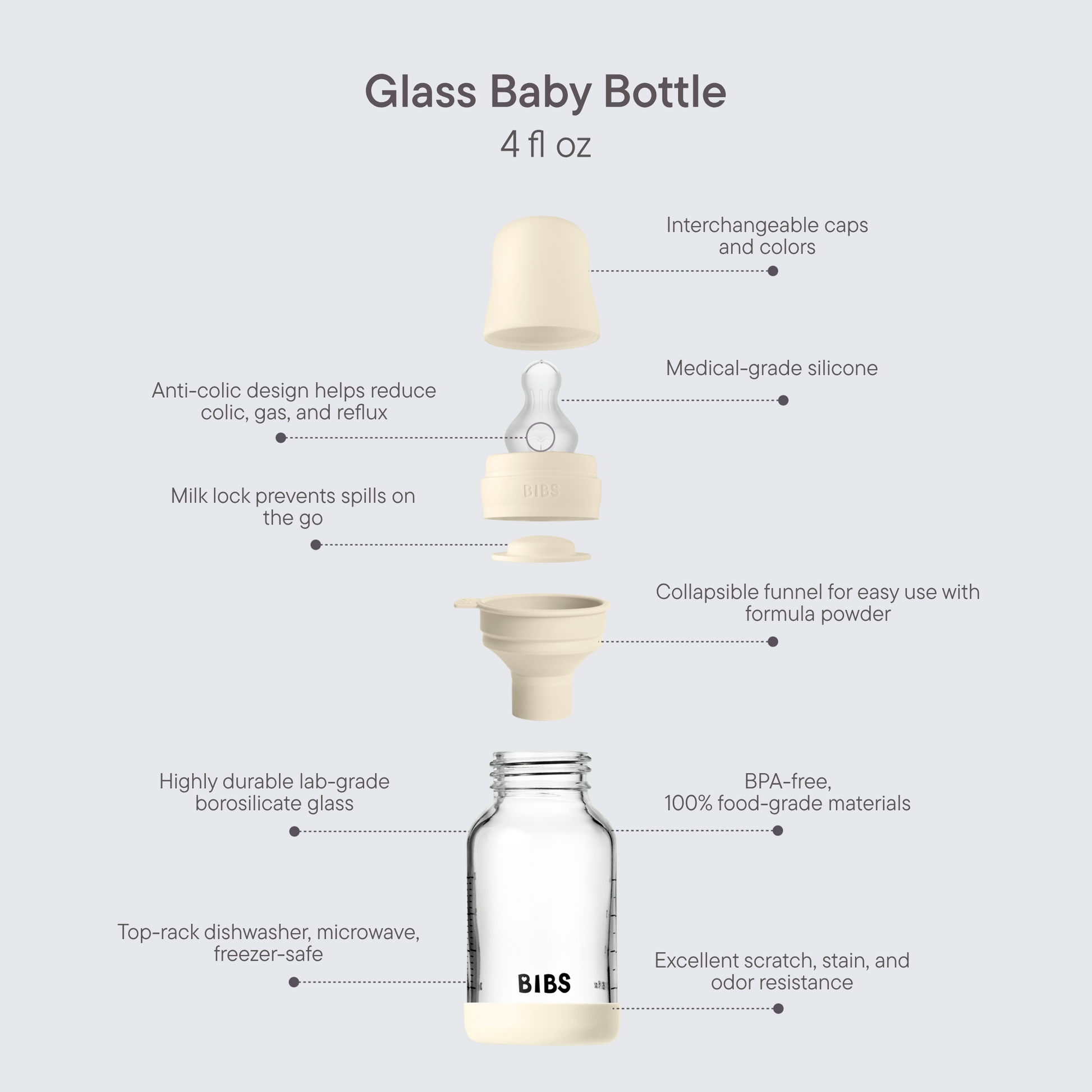 Baby Glass Bottle Set 4oz Silicone - Baby Blue